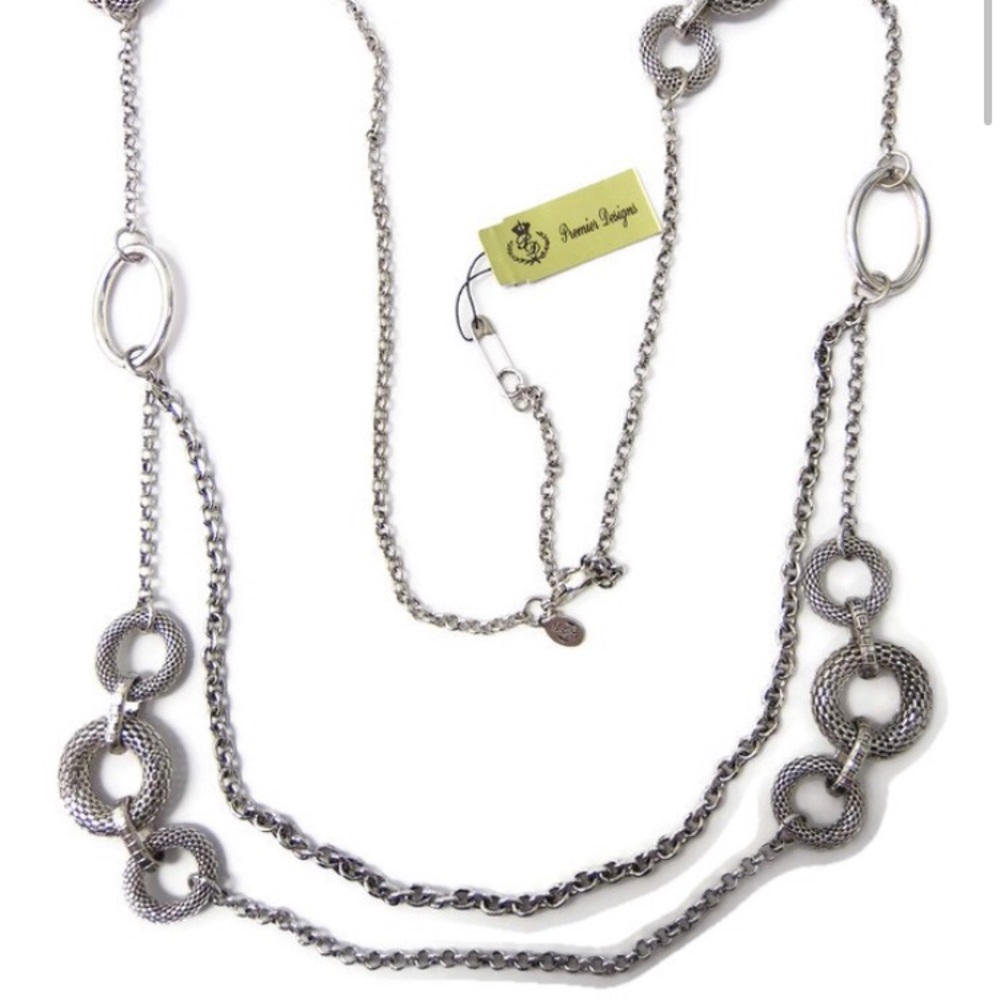 Premier Designs “Runway” silver tone necklace NWT